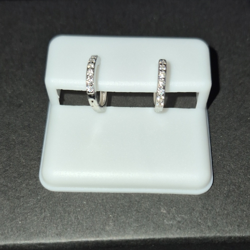 925 Sterling Silver Moissante Huggie Earrings